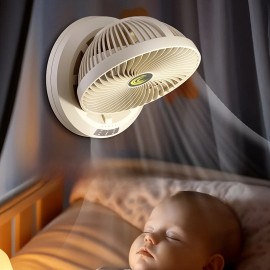 Portable USB Rechargeable Desktop Fan with Adjustable Wind Speed & 3-Speed Adjustable Fan - Wall-Mountable for Home, Office, Kitchen, Bathroom, Outdoor Camping - Sleek White & Black Design, Versatile Airflow, Modern Aesthetic, Durable Construction