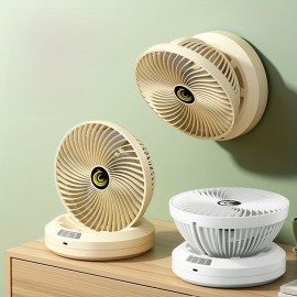 Portable USB Rechargeable Desktop Fan with Adjustable Wind Speed & 3-Speed Adjustable Fan - Wall-Mountable for Home, Office, Kitchen, Bathroom, Outdoor Camping - Sleek White & Black Design, Versatile Airflow, Modern Aesthetic, Durable Construction