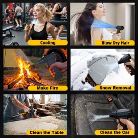 130000RPM Portable Turbo Jet Blower - 4-Speed Wireless Dust Blower | 200W USB-C Charging | Handheld Cooling Turbo Fan, Suitable for Dust, Snow, Camping, Personal Cooling