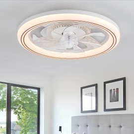 [Remote Control RGB Fan] Modern Low-Profile Ceiling Fan with RGB LED Lights - Remote Control 6-Speed Quiet Built-in Fan, Color-Changing RGB Lighting 3000K-6500K for Kids' Room, Bedroom, Living Room, Bedroom Airflow Solution, Integrated Lighting Fixture, Durable Light Combination