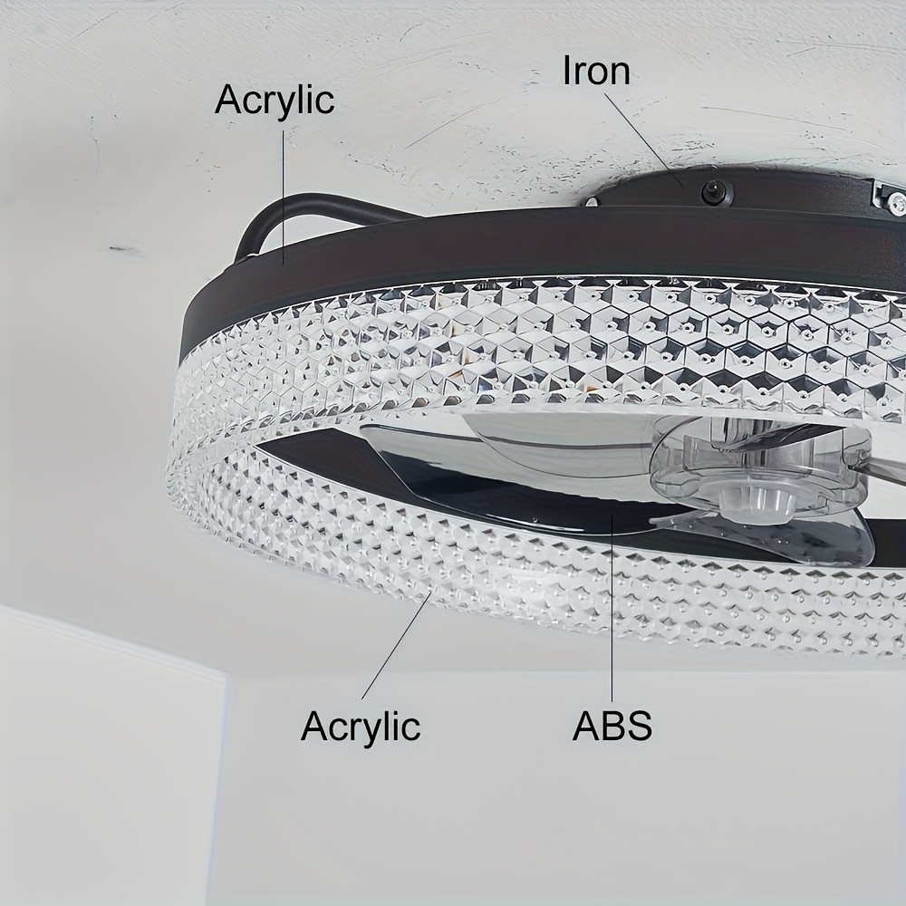 20 Inch Modern Low-Ceiling Fan with Light & Remote Control - 6-Speed Quiet Ceiling Fan, Dimmable Light (CRI >80), Wide Voltage (85-265V), Hardwired/Plug-in, Crystal-like Accent for Bedroom, Living Room, White/Light Color -, Ceiling Fan Light, Fan Light Ceiling, Ceiling Fan Light With Remote, Ceiling Light, Light Fan Ceiling, Ceiling Light With Fan, Fan Ceiling Light, Celling Light Fan, Ceiling Light Fan, Cieling Light Fan, Large Ceiling Fan Light, Light With Fan Ceiling,