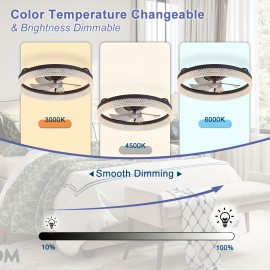 20 Inch Modern Low-Ceiling Fan with Light & Remote Control - 6-Speed Quiet Ceiling Fan, Dimmable Light (CRI >80), Wide Voltage (85-265V), Hardwired/Plug-in, Crystal-like Accent for Bedroom, Living Room, White/Light Color -, Ceiling Fan Light, Fan Light Ceiling, Ceiling Fan Light With Remote, Ceiling Light, Light Fan Ceiling, Ceiling Light With Fan, Fan Ceiling Light, Celling Light Fan, Ceiling Light Fan, Cieling Light Fan, Large Ceiling Fan Light, Light With Fan Ceiling,