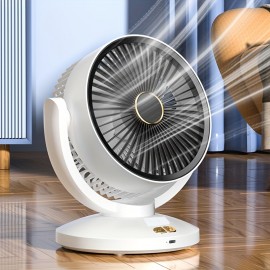 [USB Rechargeable Fan] Wall-Mounted USB Rechargeable Fan with Wind Speed Adjustment, 1800mAh Battery & Compact Design for Home, Office, School, Camping - Summer Cooling Essential, Office Airflow Fan, Durable Plastic Body