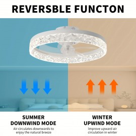Thin Ceiling Fan with Light, 15.7-Inch Ceiling Fan with Light, Dimmable Embedded LED Fan, 3 Colors, 6-Speeds, Suitable for Bedroom, Living Room, Dining Room, Kitchen