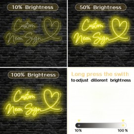Customized Personalized LED Neon Light - Adjustable Brightness, 18-20 Inches Double Row, Special Love Design, USB-Powered Wall-Mounted Plastic Light for Anniversary, Wedding, Birthday, Valentine'S Day & Easter Decor, Neon Signs for Wall Decor