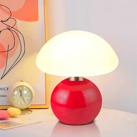 1pc Modern Elegant Touch-Control Metal Round Mushroom Table Lamp - Adjustable Color, Dimmable, USB Charging | Rechargeable Lithium Battery, Durable Plastic for Living Room, Bedroom, Study, Dining & Bar, Living Room Lamp, Sleek Metallic Finish