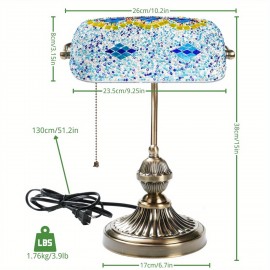 Retro Turkish Style Table Lamp - Handcrafted Colorful Mosaic Glass Lamp For Bedroom, Living Room, Office Desk Decor