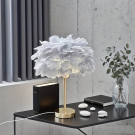 Gray Feather Artificial Table Lamp, Premium Gray Minimalist Warm Light Japanese Desk Lamp with Adjustable Brightness and Color Temperature for Multiple Scenes - USB Powered Bedside Romantic Home Ambiance Decor, Bedside Lamp, Lamps For Living Room, Table Lamps For Living Room, Lamps For Bedroom, Bedside Lamps, Bedside Lamps For Bedroom, Lamps For Living Room Table, Bedside Lamp For Bedroom, Table Lamps For Bedroom, Nightstand Lamps, Modern Lighting, Durable Construction,