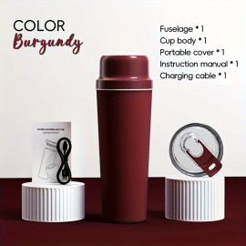 Portable Gradient Color 304 Stainless Steel Juicer Cup, Long-Lasting Temperature Lock for Hot & Cold, Powerful Ice Crushing, Wireless Portable 21.98oz, Large Capacity for Smooth Drinking, 20 Blades, USB Charging, for Snow Slush, Milkshakes & Iced