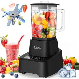 Smoothie Blender, Countertop Blender Kitchen, 55oz Glass blender smoothies and Shakes, Licuadora, Smoothie maker with touchscreen 3+P Speeds, Cleaning brush removable SS304 blade, Kitchen Blender, Blender Smoothie, Blender for Kitchen