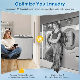 28lbs Capacity Portable Washing Machine Twin Tub - Compact Washer And Spinner Dryer Combo With Drain Pump - Semi Automatic Washing Machine For Apartments, Dorms, RVs, Camping
