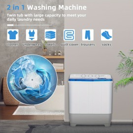 Lifezeal Portable Twin Tub Mini Washing Machine, 13.2lb Capacity with Spinner, 8.8lb Dryer, 110V-130V Plug, Compact Design for Travel & Use, Portable Washing Machine