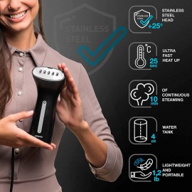 Travel Size Compact Travel Garment Steamer for Clothes to Go and Home Safe for Any Fabrics - Portable Handheld Steamer Powerful Steam Generator Iron for Clothes Best for Travel, 110V