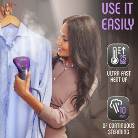 Travel Size Compact Travel Garment Steamer for Clothes to Go and Home Safe for Any Fabrics - Portable Handheld Steamer Powerful Steam Generator Iron for Clothes Best for Travel, 110V