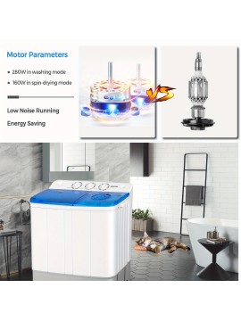 Lifezeal Portable Twin Tub Mini Washing Machine, 13.2lb Capacity with Spinner, 8.8lb Dryer, 110V-130V Plug, Compact Design for Travel & Use, Portable Washing Machine