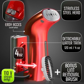 Travel Size Compact Travel Garment Steamer for Clothes to Go and Home Safe for Any Fabrics - Portable Handheld Steamer Powerful Steam Generator Iron for Clothes Best for Travel, 110V