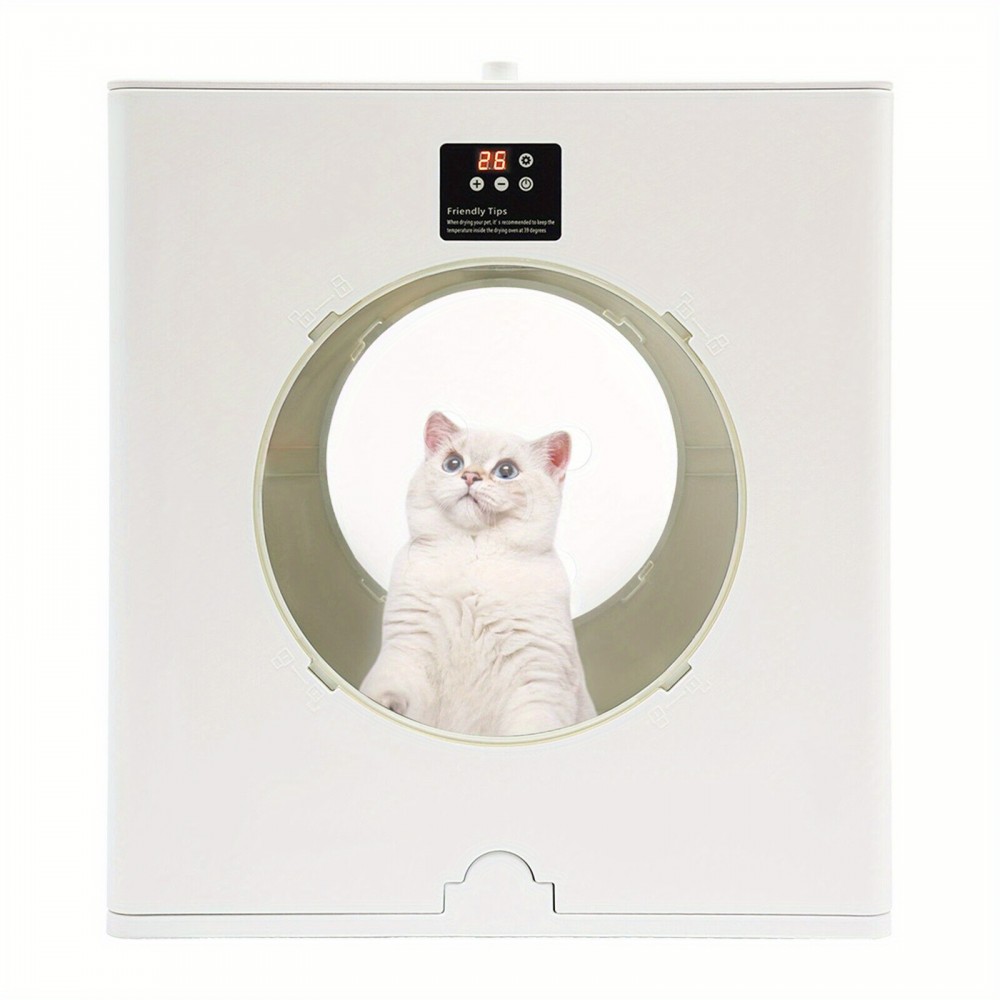 Heavy-Duty Automatic Pet Dryer Box with Adjustable Temp (95-131°F) & Timer, Quiet Operation - Foldable Design, Large Door Window, Portable Grooming Blow-Dry Cabinet for Dogs & Cats up to 44 lbs - Ideal for Home, Salon, Vet Clinic - Energy-Efficient, Stable Base, Durable Abs Material