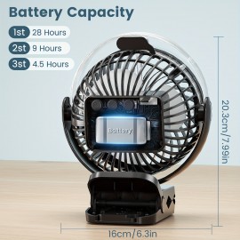Portable Rechargeable Clip-On Fan with Water Tank, LED Light & Hook - 3 Speeds, 2 Mist Modes, 360° Rotation, USB Charging, Foldable Design for Golf Cart, Travel, Treadmill, Outdoor Use (BLACK), Portable Fan, Travel Cooling, Sleek Fan Design, Durable Construction, Fan For Room Big Size, Fan Blade, Mini Fan, Clip Fan, Rechargeable Fan, Electric Fan, Ventilator