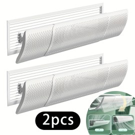 [2pcs Air Deflector] 2pcs Vertical Air Deflector Baffles with Hooks | Stylish White Plastic Design for Home & Office, Prevents Direct Blowing Air, Easy Installation, Modern Aesthetic, Sleek Finish
