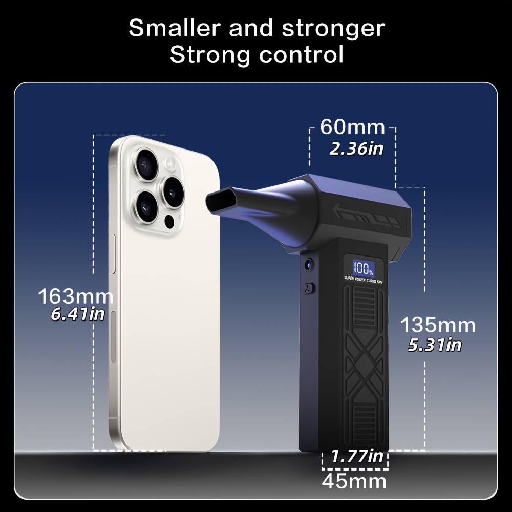 Multifunctional Portable Cooling Fan, High-Speed Turbojet Fan - 4-Speed Adjustable, Includes multiple accessories, digital battery indicator, USB-C Rechargeable - Suitable for Personal Cooling, Car Snow Removal, Dust Blowing, and Vehicle Cleaning., Fan with Cooling Effect, Rechargeable Handheld Fan, Waist Cooling Fan, Compact Design, Efficient Airflow, Durable Construction, Outdoor Enthusiasts, Office Workers