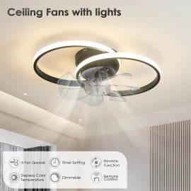 [Modern Ceiling Fan with Light] Modern Low Profile Ceiling Fan with Light | Remote Control, Dimmable LED, Wireless Induction Charging - Energy-Efficient Cooling Fan for Bedroom, Kitchen, Home Decor - Sleek White Design, Contemporary Lighting, Sturdy Construction