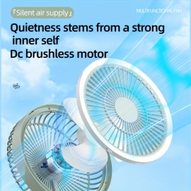 Sleek High-End Intelligent Desktop Fan with Multifunctional Lamp, Wall-Mountable & Hanging Design, Remote-Controlled Oscillation, Quiet Operation at Low Noise Levels, USB Rechargeable, Lithium Battery, Ideal for Various Settings, Standing Fa