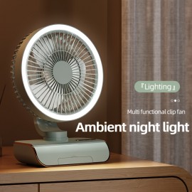 Sleek High-End Intelligent Desktop Fan with Multifunctional Lamp, Wall-Mountable & Hanging Design, Remote-Controlled Oscillation, Quiet Operation at Low Noise Levels, USB Rechargeable, Lithium Battery, Ideal for Various Settings, Standing Fa