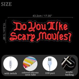 [Horror Movie Room Neon Sign] Horror Movie Neon LED Sign | Gothic Font, Halloween Decoration, Spooky Decor, Durable Party Decor, Movie Night Decor, Horror Fans, Halloween Lovers