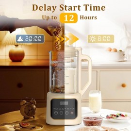 54oz 8-in-1 Automatic Nut Milk Maker Machine with 20-Blade System, Delay Start, Keep Warm & Auto Clean - Heavy-Duty for making Homemade Plant-Based Milk, Yogurt, Oat/So Coconut Chowder, Almond/Soymilk - All-in-One Blender for Healthy Drinks &