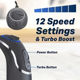 5-in-1 Handheld Blender, Hand Blender with Copper Motor and Stainless Steel Blades, Mixing Cup, Food Processor, Multifunctional Blender, Milk Frother, US Plug, Perfect for Smoothies, Purees, and More, Kitchen Blender, Puree Blender, Smoothie Maker