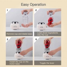 Personal Blender with 14oz Glass Jar & 4 Stainless Steel Blades - 20000 RPM Powerful Motor, BPA-Free Retro Portable Cordless Blender (Battery-Powered, Non-) for Smoothies, Shakes, Juices - Lightweight Pink Kitchen Blender with Ergonomic Handle