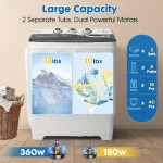 28lbs Capacity Portable Washing Machine Twin Tub - Compact Washer And Spinner Dryer Combo With Drain Pump - Semi Automatic Washing Machine For Apartments, Dorms, RVs, Camping