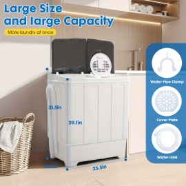 Portable Laundry Washer And Dryer Combo, Twin Tub Washing Machine with 18lbs Wash & 10lbs Spin Capacity, Compact Mini Washer with Built-in Drain Pump for Small Spaces, Apartments, Dorm Rooms, RV Travel, And Outdoor Use, Portable Washing Machine, Washing Machine And Dryer Combo, Washer And Dryer Set, Portable Washer And Dryer, Laundry Washer, Rv Laundry Solution, Dorm Room Essentials, Spacesaving Appliance, Twin Tub Design, Reliable Washing Machine, Sturdy Build, Spin Dryer Combo