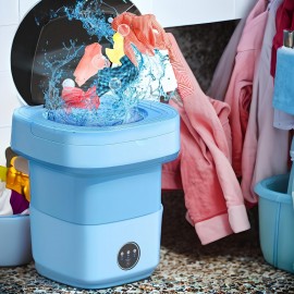 11L Super Large Foldable Mini Washing Machine with 3 Deep Cleaning Modes - Perfect Lazy Essential, Winter Hand-Saver for Delicates Like Youngsters Clothes, Underwear, And Socks, Ideal for Compact Living Spaces Wash More Than 10 Underwear At The Same Time