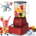 Red Smoothie Blender, Countertop Blender Kitchen, 55oz Glass blender smoothies and Shakes, Licuadora, Smoothie maker with touchscreen 3+P Speeds, Cleaning brush removable SS blade, Kitchen Blender, Blender Smoothie, Blender for Kitchen
