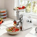 Meat Mincer - Electric Meat Grinder Household Multifunctional Mincer Sausage Stuffer Food Processor US 110V White